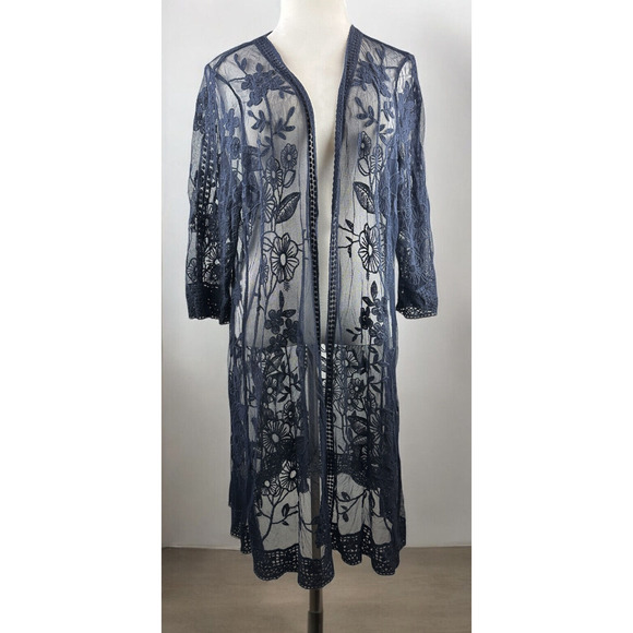 Lane Bryant Tops - Lane Bryant Floral Lace Sheer Kimono Open Front Overpiece Duster Plus Size 22/24